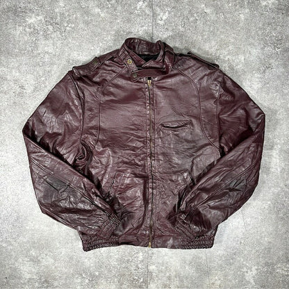 CONMATIC 50s-60s Vintage Leather Rider Jacket Red Size L