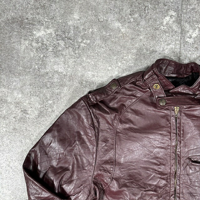 CONMATIC 50s-60s Vintage Leather Rider Jacket Red Size L
