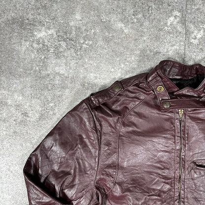 CONMATIC 50s-60s Vintage Leather Rider Jacket Red Size L