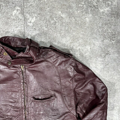 CONMATIC 50s-60s Vintage Leather Rider Jacket Red Size L