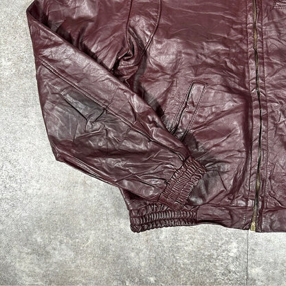 CONMATIC 50s-60s Vintage Leather Rider Jacket Red Size L