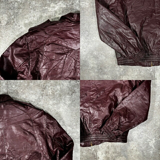 CONMATIC 50s-60s Vintage Leather Rider Jacket Red Size L