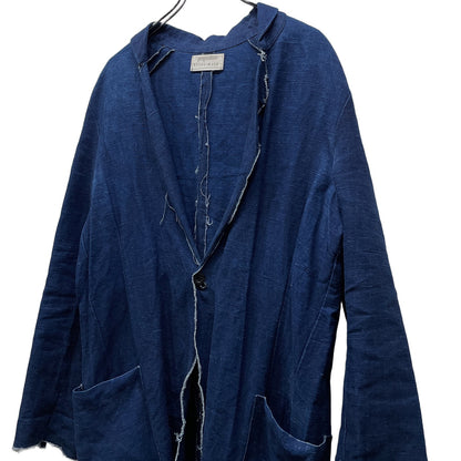 PROPOSITION Indigo Linen Cut-Off Tailored Blazer Blue Size S