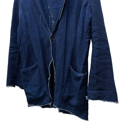 PROPOSITION Indigo Linen Cut-Off Tailored Blazer Blue Size S