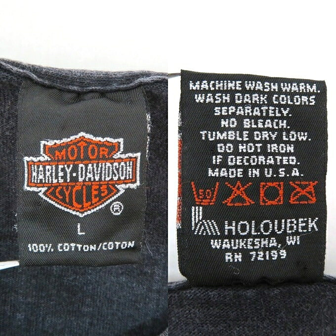 Harley-Davidson 90s USA Print Short T-Shirt Charcoal Size L