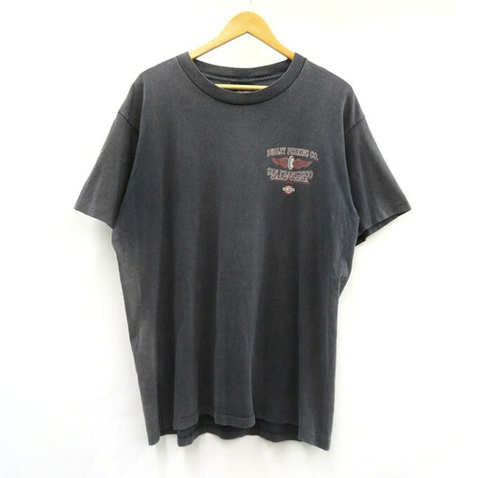 Harley-Davidson 90s USA Print Short T-Shirt Charcoal Size L