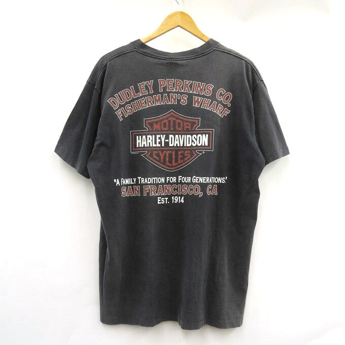 Harley-Davidson 90s USA Print Short T-Shirt Charcoal Size L