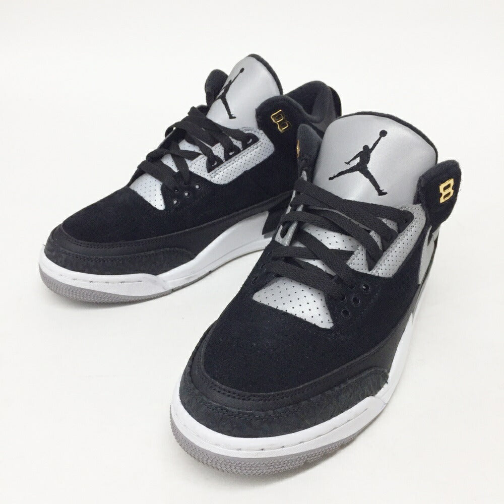 NIKE Air Jordan 3 Retro TH Black Silver Sneakers Size 8