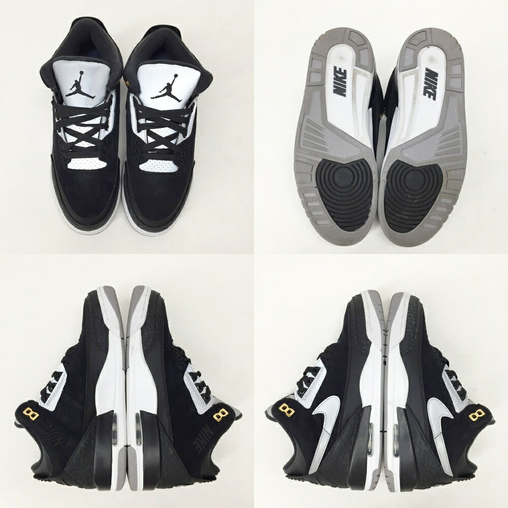 NIKE Air Jordan 3 Retro TH Black Silver Sneakers Size 8