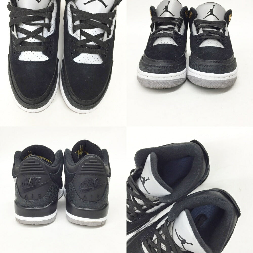 NIKE Air Jordan 3 Retro TH Black Silver Sneakers Size 8