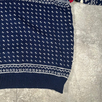 L.L.Bean 80s Norwegian Wool Nordic Sweater Navy Size L