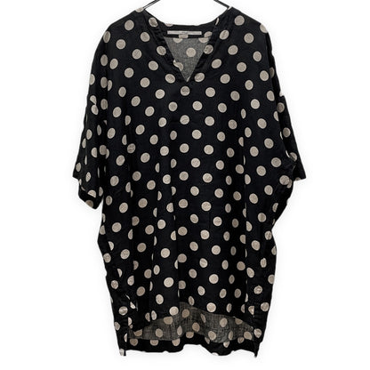 ITUX Linen Dot Pullover Hoodie Black Size 3