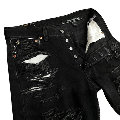 VINTI ANDREWS Levi's Remake Damaged Jeans Black Size 30
