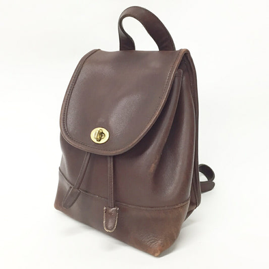 OLD COACH Leather Backpack Brown Size ONE SIZE