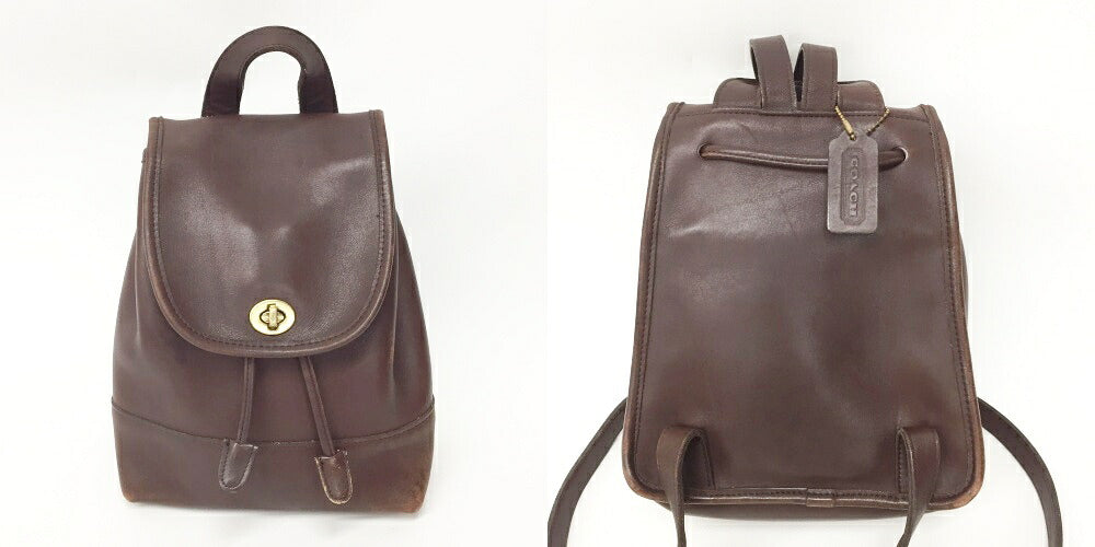 OLD COACH Leather Backpack Brown Size ONE SIZE