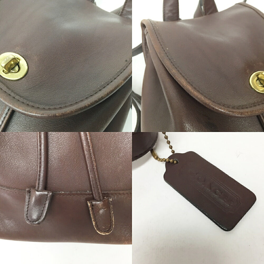 OLD COACH Leather Backpack Brown Size ONE SIZE