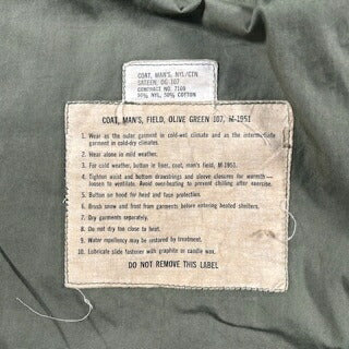 Vintage US Army M-1951 60s Green Field Jacket Size REGU