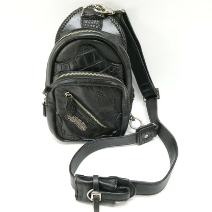 AVI SILVERS THE SLAYER Leather Crocodile Body Bag Black