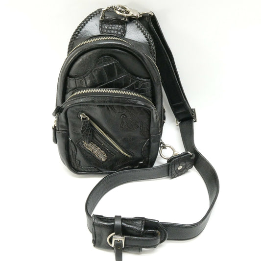 AVI SILVERS THE SLAYER Leather Crocodile Body Bag Black