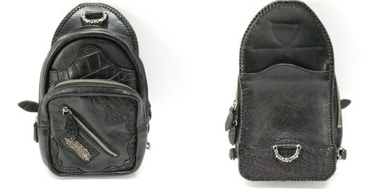 AVI SILVERS THE SLAYER Leather Crocodile Body Bag Black