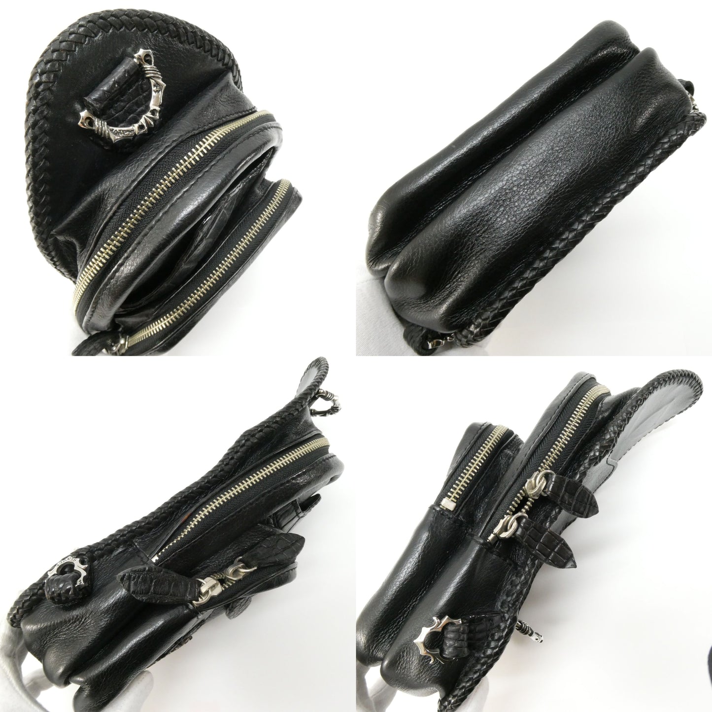 AVI SILVERS THE SLAYER Leather Crocodile Body Bag Black