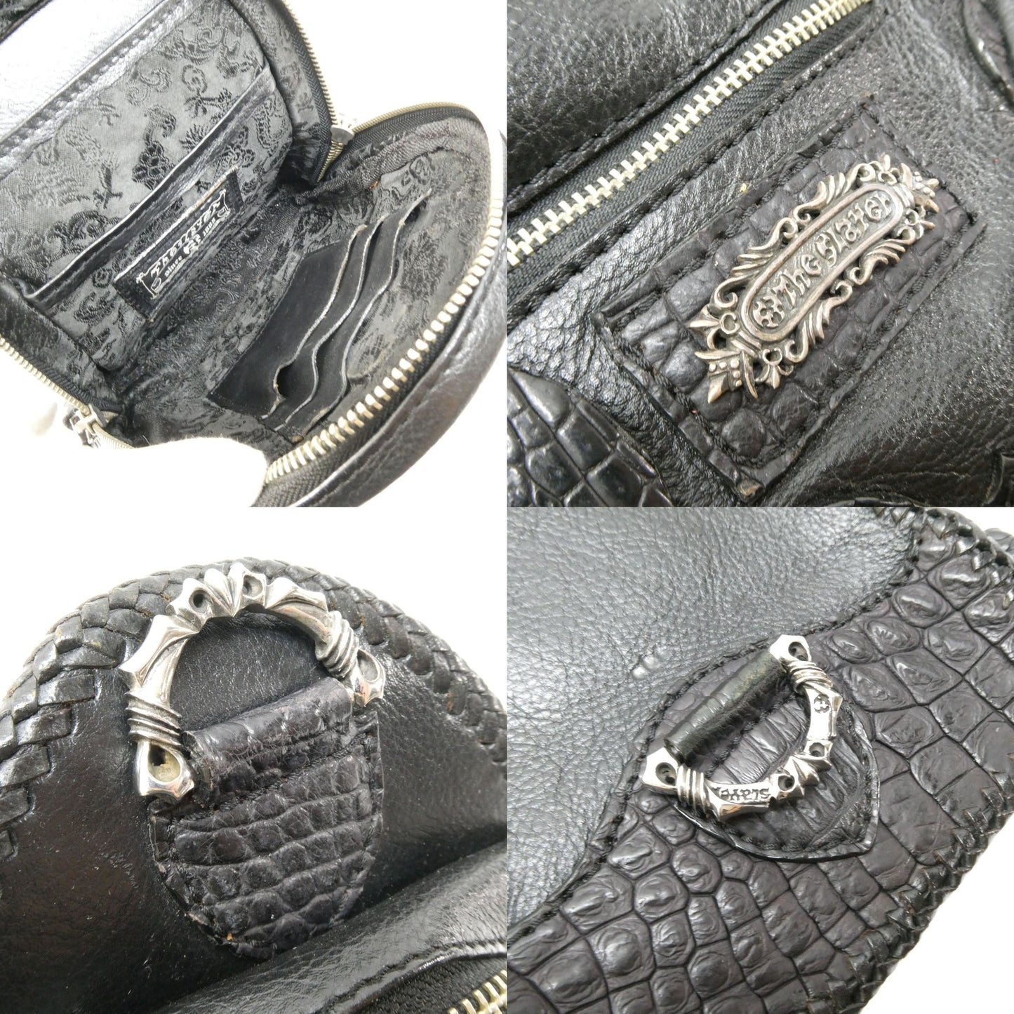 AVI SILVERS THE SLAYER Leather Crocodile Body Bag Black
