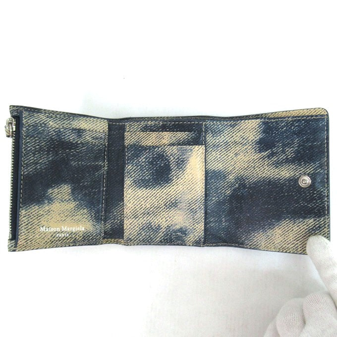 Maison Margiela Bleached Denim Print Tri-Fold Wallet