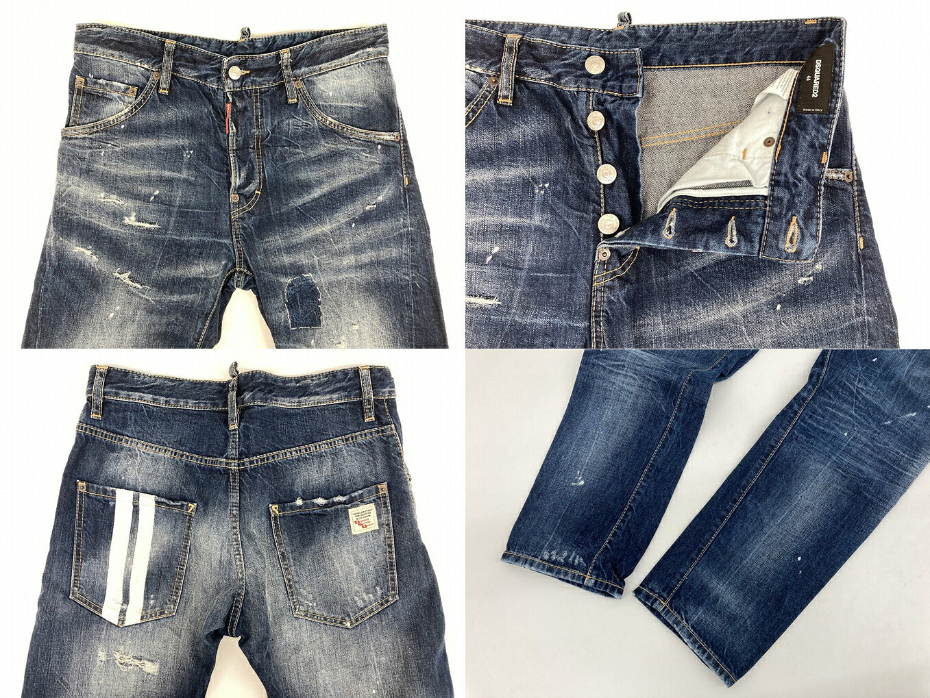 DSQUARED2 Distressed Skinny Denim Jeans Indigo Size 44