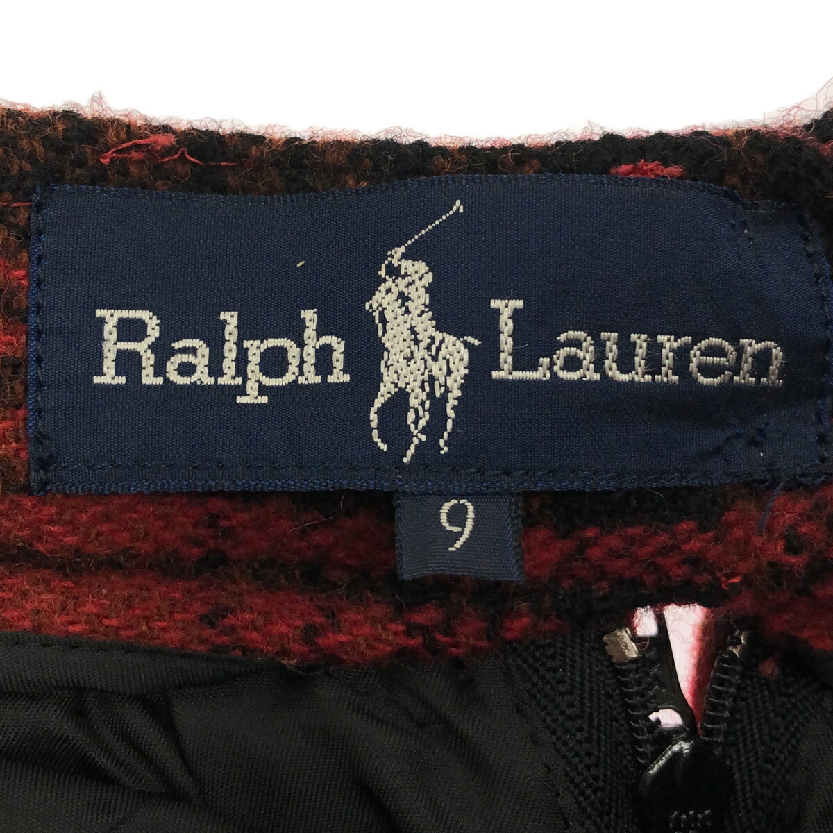 RALPH LAUREN 90s Heavy Wool Pleated Check Skirt Red Size 9
