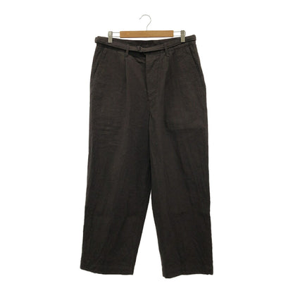 blurhms Linen Cotton Belted Wide Trousers Dark Brown Size 3
