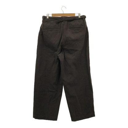 blurhms Linen Cotton Belted Wide Trousers Dark Brown Size 3