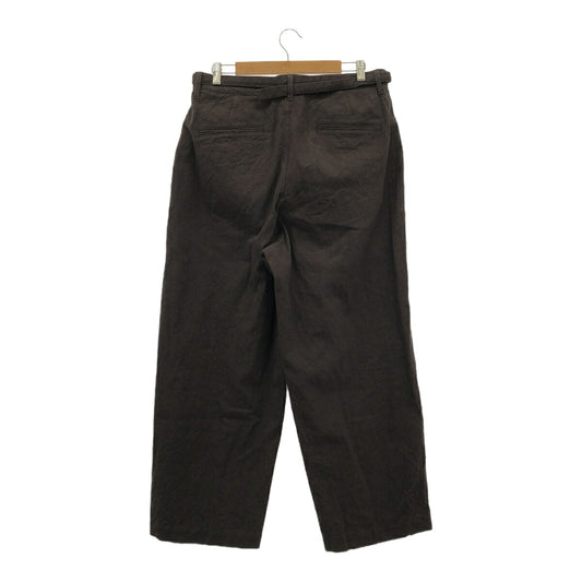 blurhms Linen Cotton Belted Wide Trousers Dark Brown Size 3