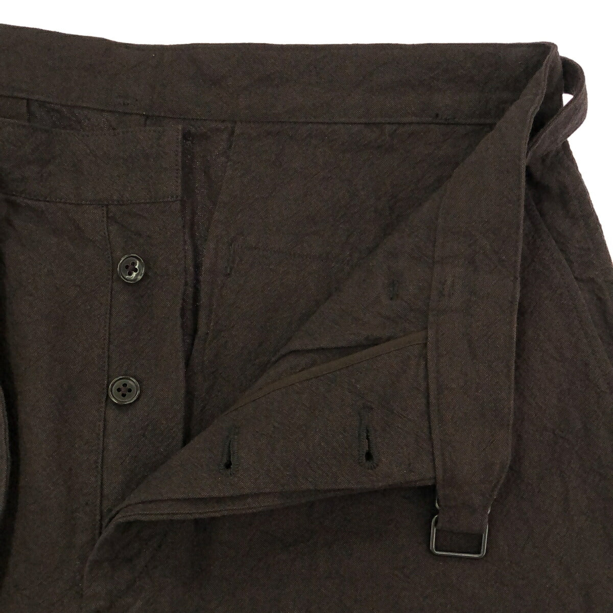 blurhms Linen Cotton Belted Wide Trousers Dark Brown Size 3