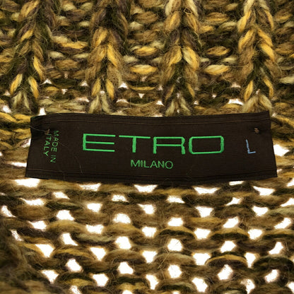 ETRO Yellow Mohair-Blend High-Neck Cardigan Size L
