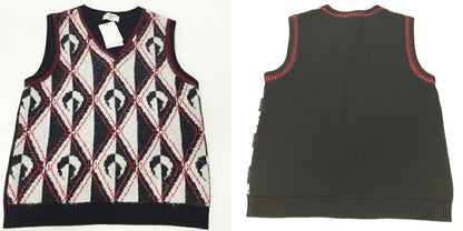 Marine Serre Knit Vest Black Red White Size S