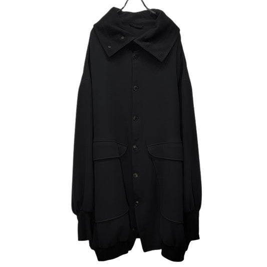 SOSNOVSKA Oversized High Neck Rib Long Coat Black Size S