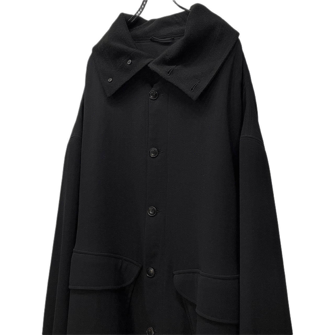 SOSNOVSKA Oversized High Neck Rib Long Coat Black Size S