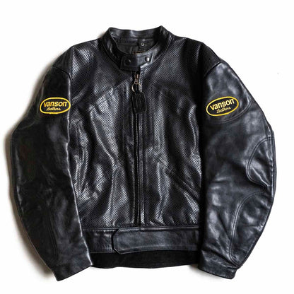 VANSON Biker Jacket Black Size 56