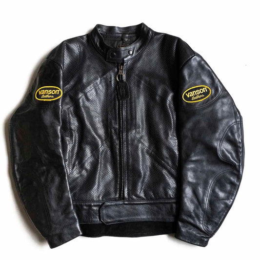 VANSON Biker Jacket Black Size 56
