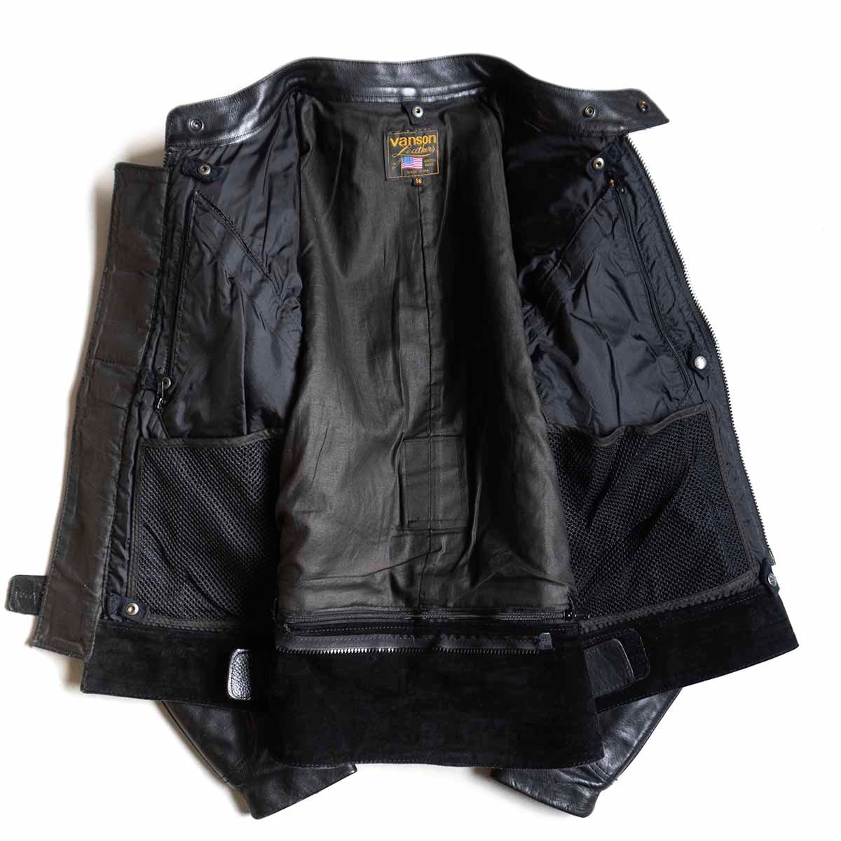 VANSON Biker Jacket Black Size 56