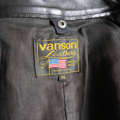 VANSON Biker Jacket Black Size 56