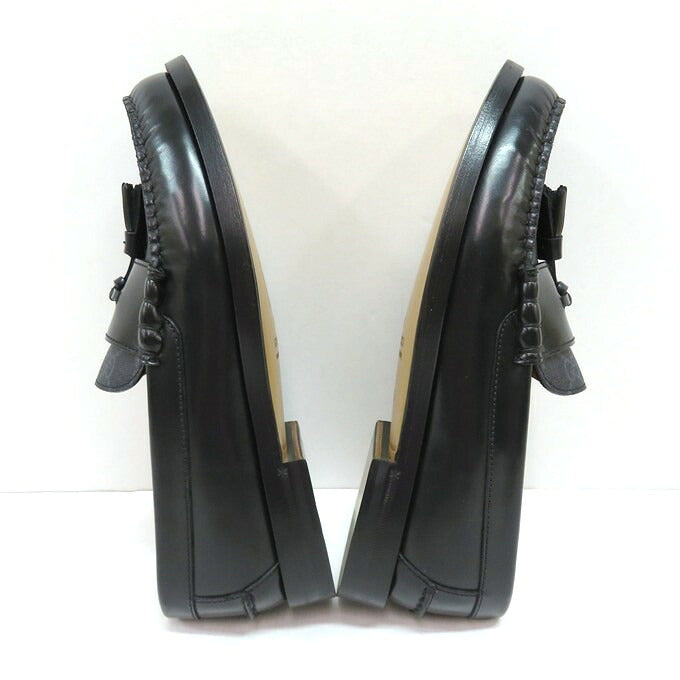 GUCCI GG Supreme Tassel Loafers Black Size 5