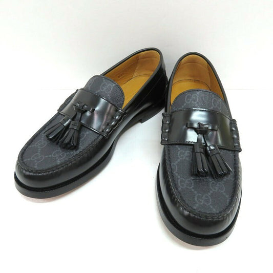 GUCCI GG Supreme Tassel Loafers Black Size 5