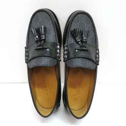 GUCCI GG Supreme Tassel Loafers Black Size 5