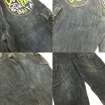 YAMANE Back Embroidered Denim Cargo Pants Navy Size 36