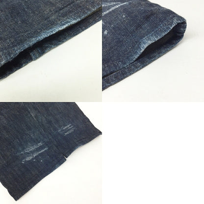 YAMANE Back Embroidered Denim Cargo Pants Navy Size 36