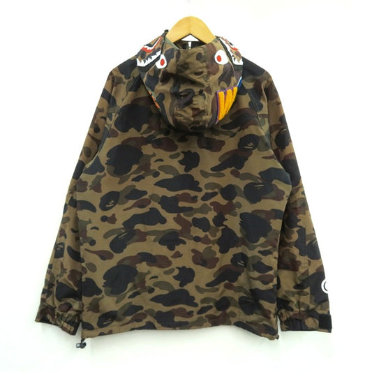 A BATHING APE 1ST CAMO SHARK Mountain Parka Green Hoodie Size XL
