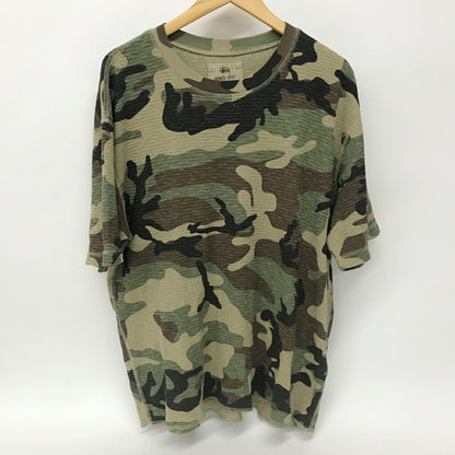 STUSSY Pigment Dyed Thermal Camo T-Shirt Green Size L