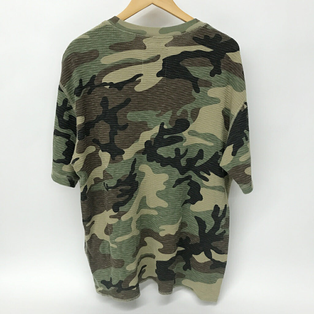 STUSSY Pigment Dyed Thermal Camo T-Shirt Green Size L