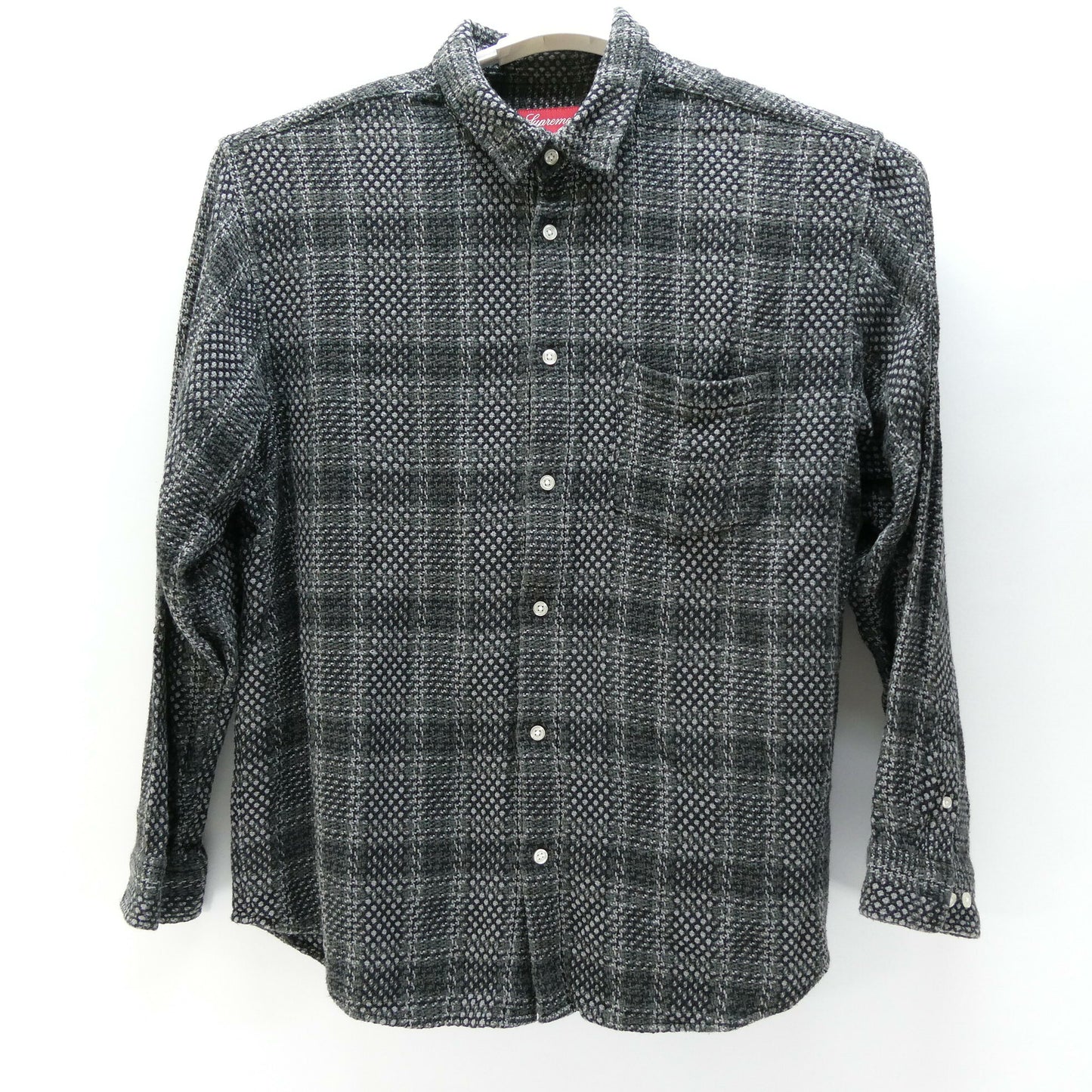Supreme 23SS Basket Weave Plaid Shirt Black Size L
